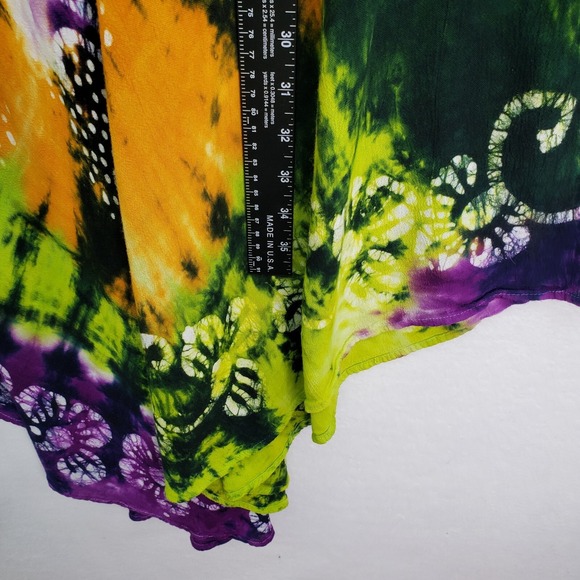 Shoreline Tie Dye Dress Embroidered Sun Ray Rayon One Size Fits Most Vintage - Picture 5 of 8